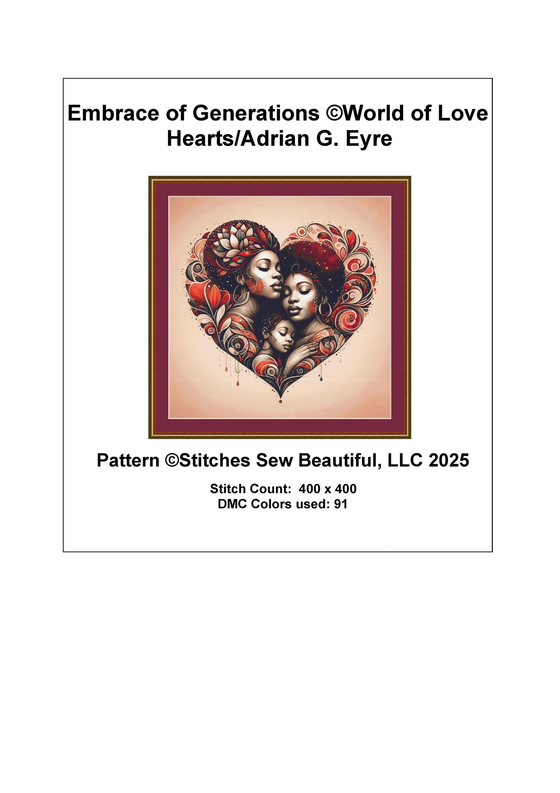 Embrace of Generations counted cross stitch pattern by World of Love Hearts/Adrian G. Eyre