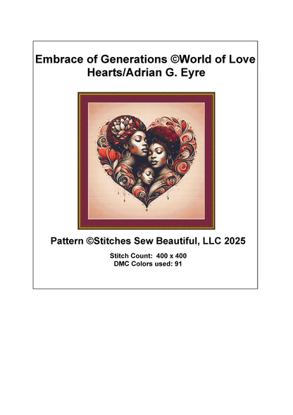 Embrace of Generations counted cross stitch pattern by World of Love Hearts/Adrian G. Eyre