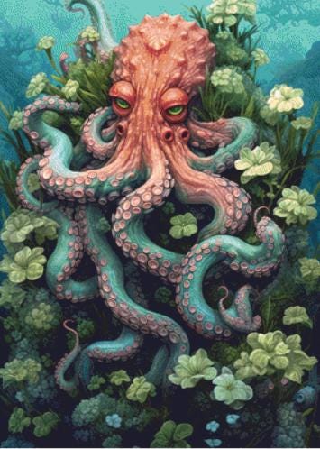 Under the Sea Octopus counted cross stitch pattern by Raven Printable Designs