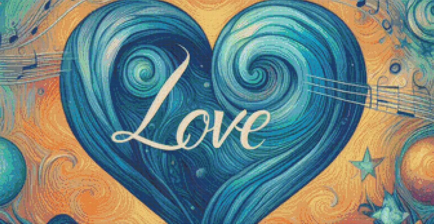 Stellar Symphony of Love counted cross stitch pattern by World of Love Hearts/Adrian G. Eyre