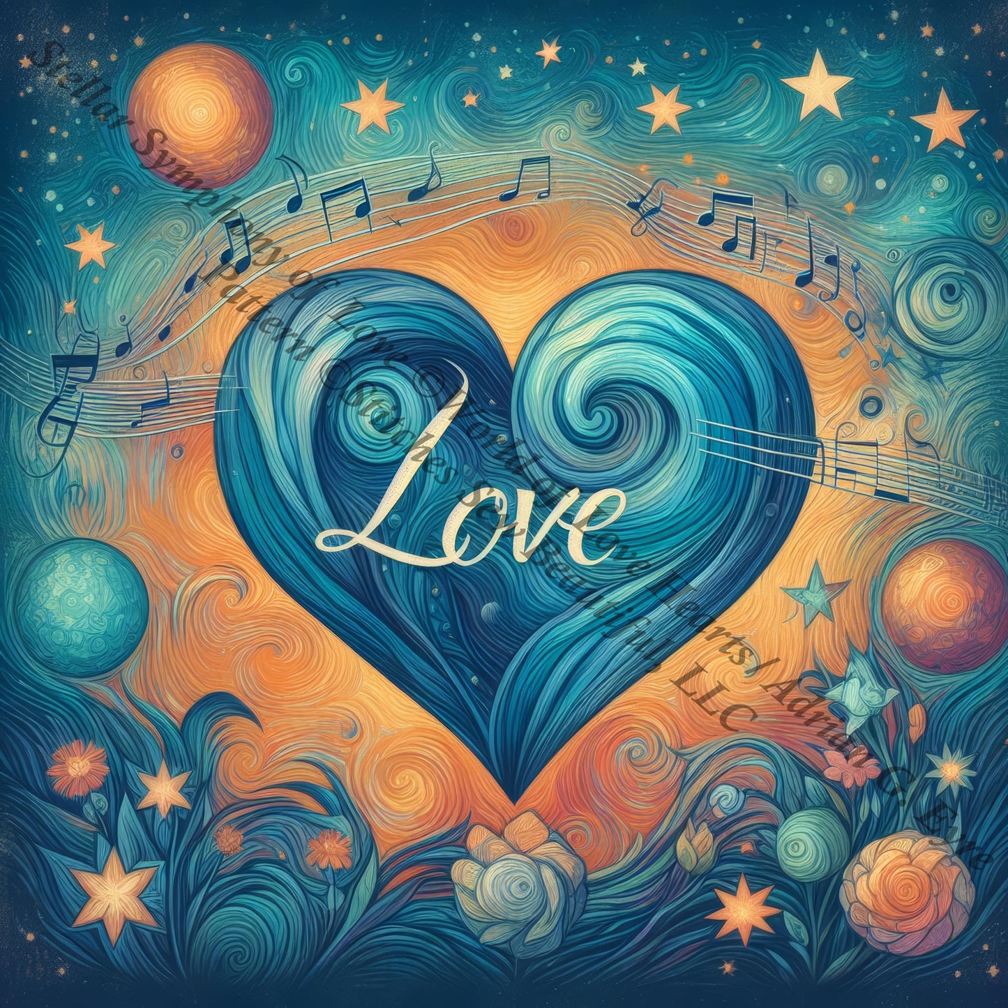 Stellar Symphony of Love counted cross stitch pattern by World of Love Hearts/Adrian G. Eyre