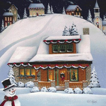 Mistletoe Cottage counted cross stitch pattern by Catherine Holman/Ansada Art Licensing Group, LLC