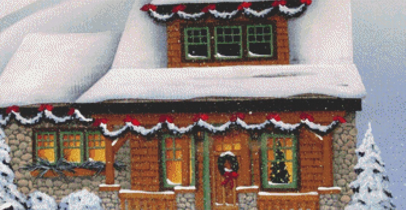 Mistletoe Cottage counted cross stitch pattern by Catherine Holman/Ansada Art Licensing Group, LLC