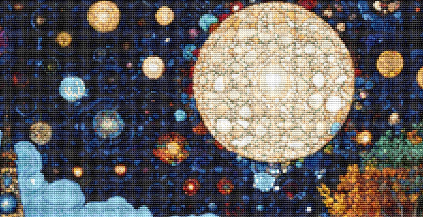 Mystical Light in the Deep Blue Mosaic of the Heavens counted cross stitch pattern by IllustNation