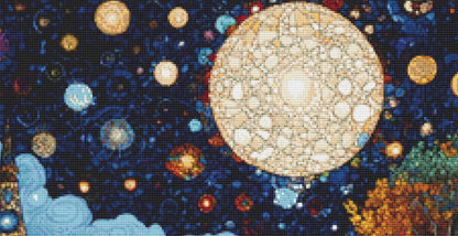 Mystical Light in the Deep Blue Mosaic of the Heavens counted cross stitch pattern by IllustNation