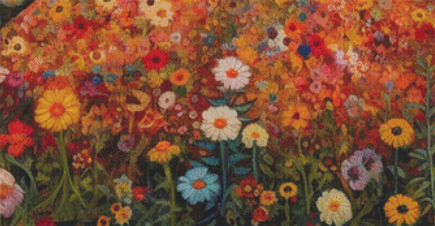 Woman in a Field of Flowers 1 (Max Size/Color) counted cross stitch pattern by Eder Jose Rosa