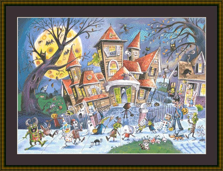 Doodle Town-Haunted House counted cross stitch pattern by Cobble Hill Puzzle Company/Ansada Art Licensing Group, LLC