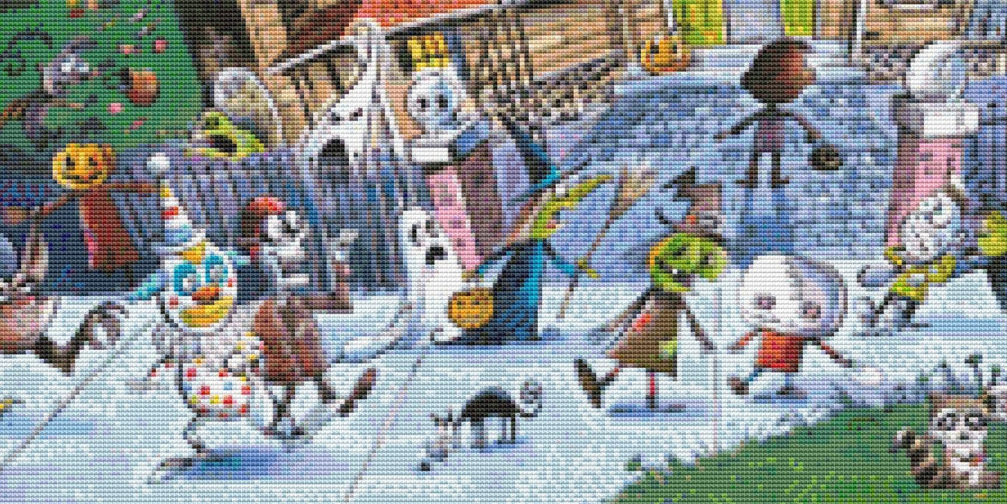 Doodle Town-Haunted House counted cross stitch pattern by Cobble Hill Puzzle Company/Ansada Art Licensing Group, LLC