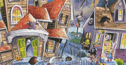 Doodle Town-Haunted House counted cross stitch pattern by Cobble Hill Puzzle Company/Ansada Art Licensing Group, LLC