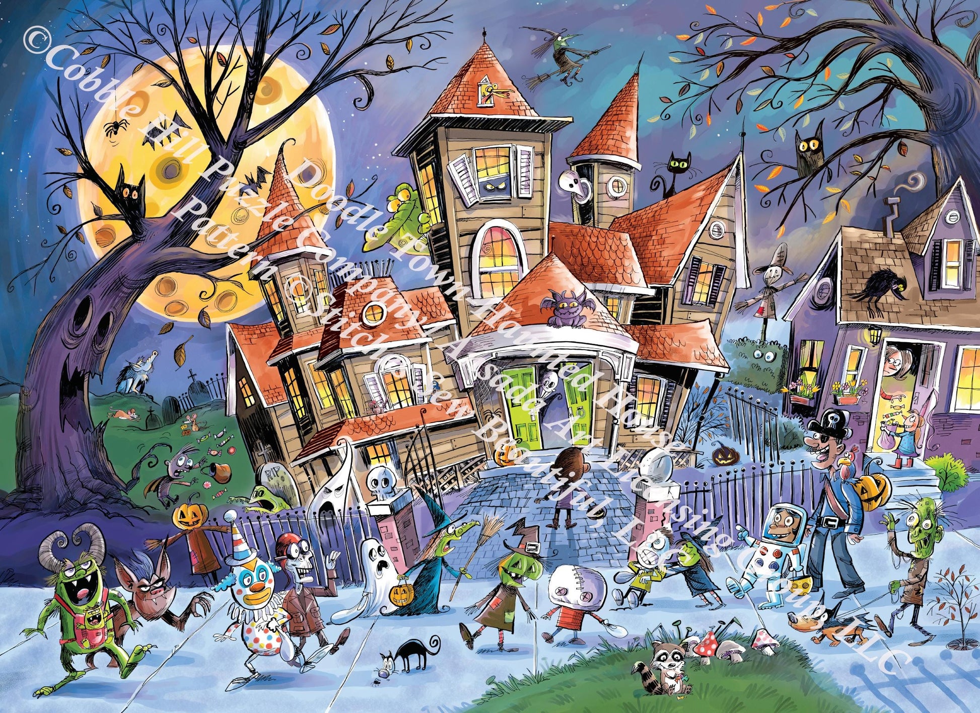 Doodle Town-Haunted House counted cross stitch pattern by Cobble Hill Puzzle Company/Ansada Art Licensing Group, LLC