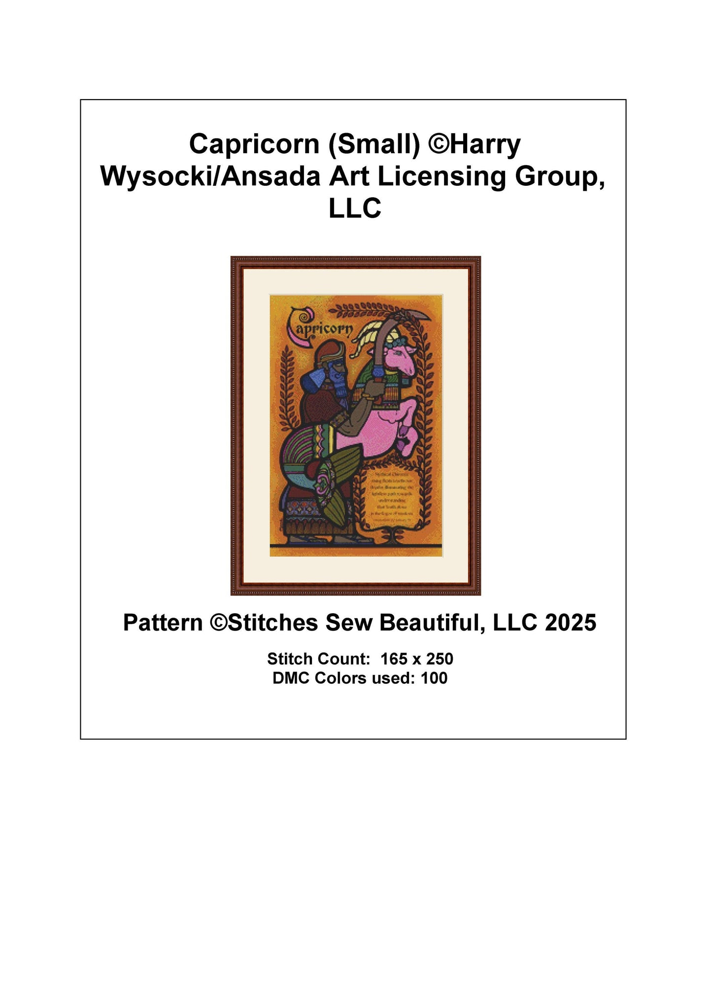Capricorn (Small) counted cross stitch pattern by Harry Wysocki/Ansada Art Licensing Group, LLC