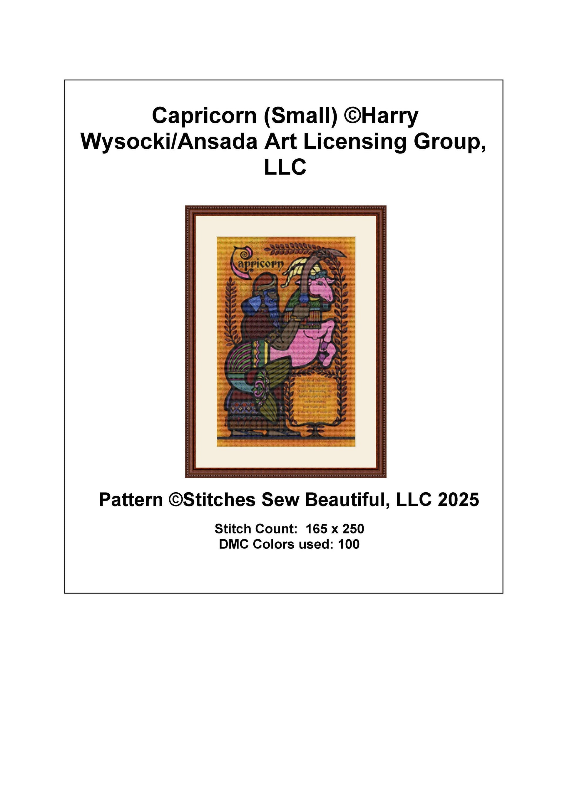 Capricorn (Small) counted cross stitch pattern by Harry Wysocki/Ansada Art Licensing Group, LLC