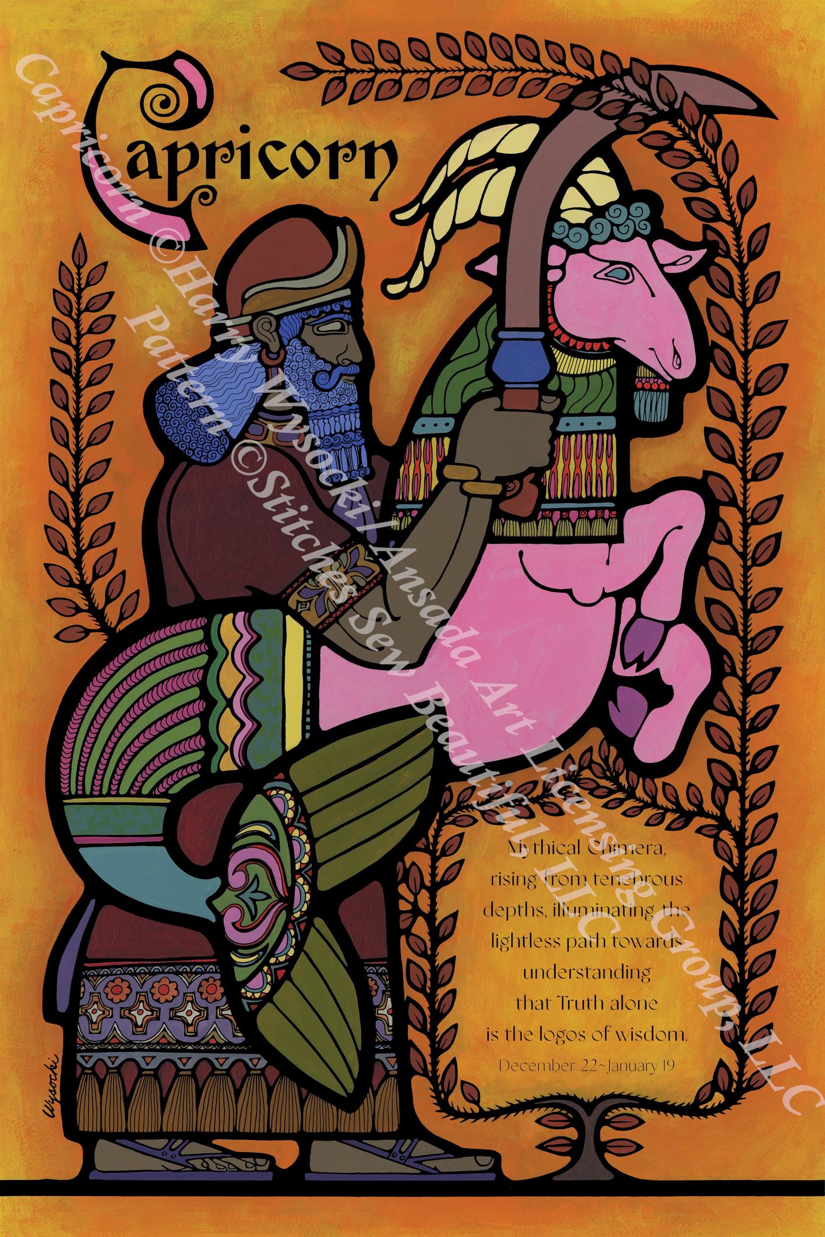 Capricorn (Small) counted cross stitch pattern by Harry Wysocki/Ansada Art Licensing Group, LLC