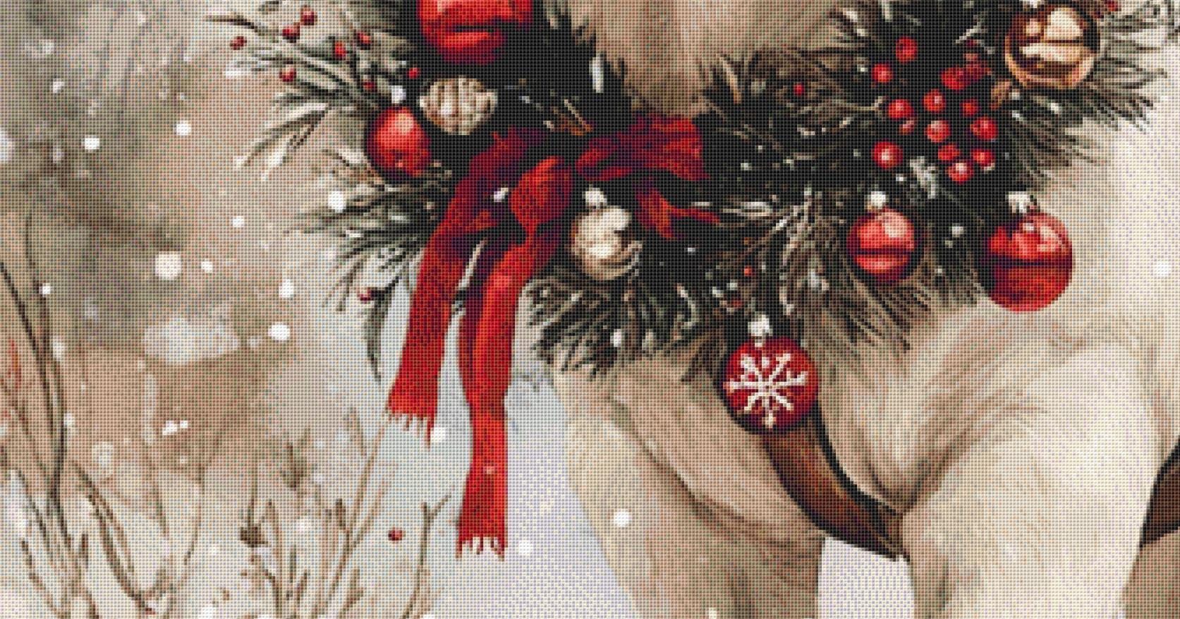 Christmas Pony (Max Size/Color) counted cross stitch pattern by Clip Art Studio X