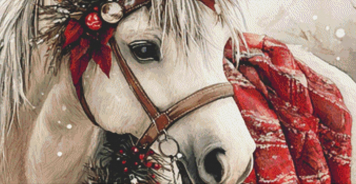 Christmas Pony (Max Size/Color) counted cross stitch pattern by Clip Art Studio X