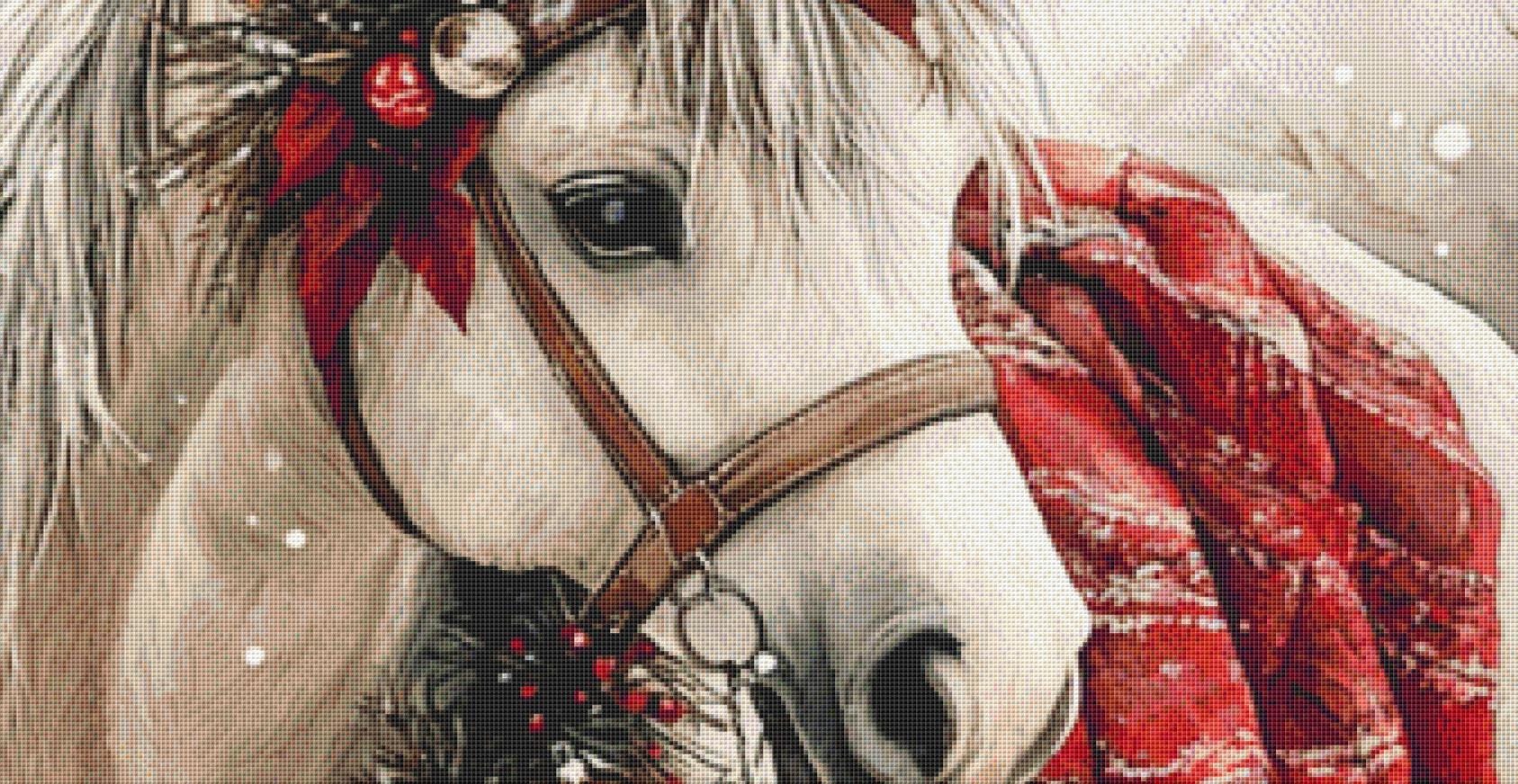 Christmas Pony (Max Size/Color) counted cross stitch pattern by Clip Art Studio X