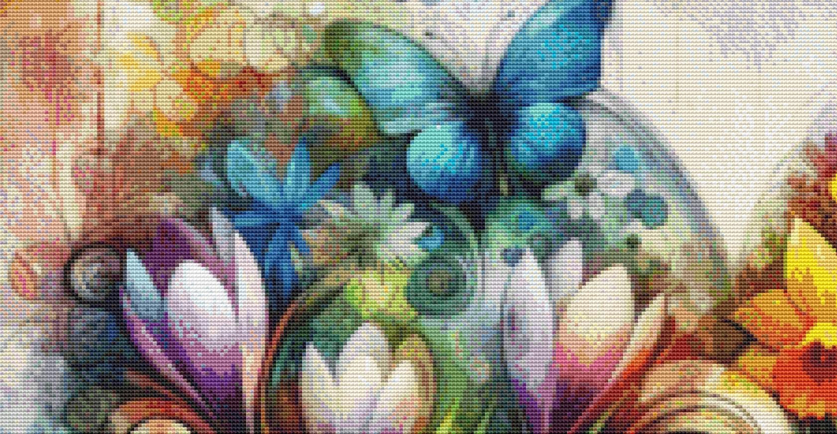 Sunshine, Flowers, and a Perfectly Brewed Cup of Coffee counted cross stitch pattern by World of Love Hearts/Adrian G. Eyre