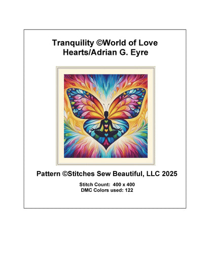 Tranquility counted cross stitch pattern by World of Love Hearts/Adrian G. Eyre