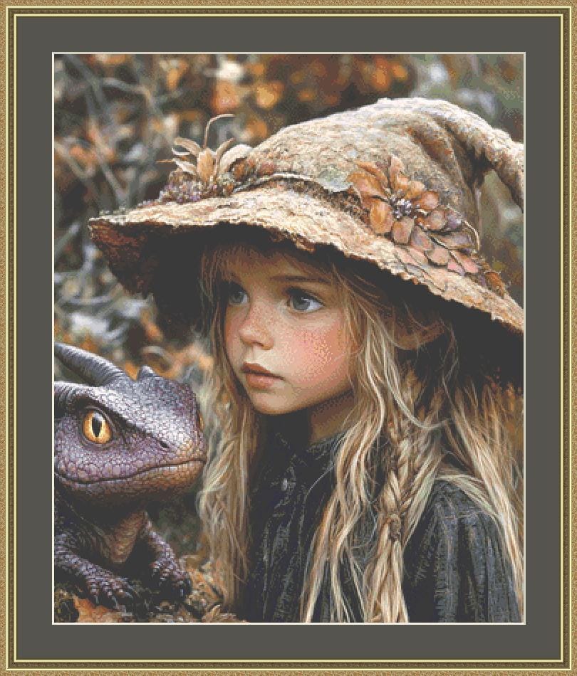 The Little Witch's Dragon counted cross stitch pattern by Serr.Kai A Quill & Ink