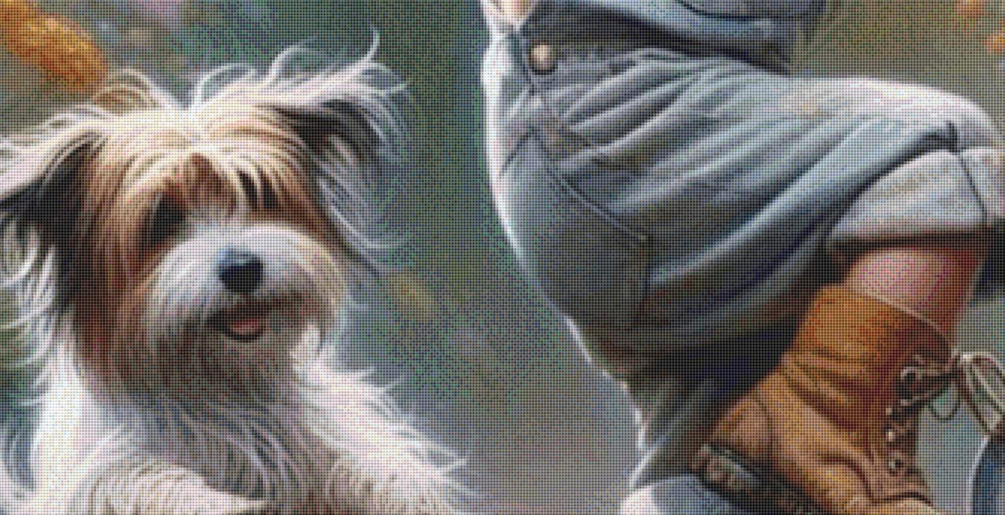 Who Says You Can't Teach an Old Dog New Tricks (Max Size/Color) counted cross stitch pattern by Ingrid Jean AI Art