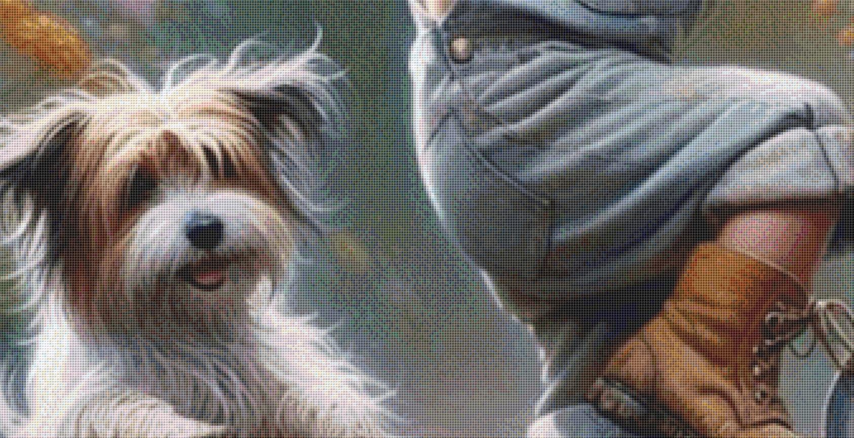 Who Says You Can't Teach an Old Dog New Tricks (Max Size/Color) counted cross stitch pattern by Ingrid Jean AI Art
