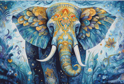 Pastel Mystic Elephant counted cross stitch pattern ©Adobe Ext. License