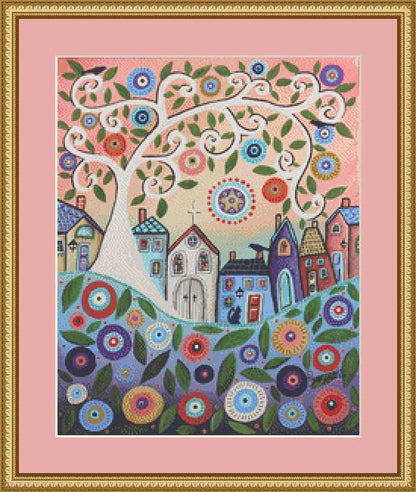Stained Glass Church (Small) counted cross stitch pattern by Karla Gerard