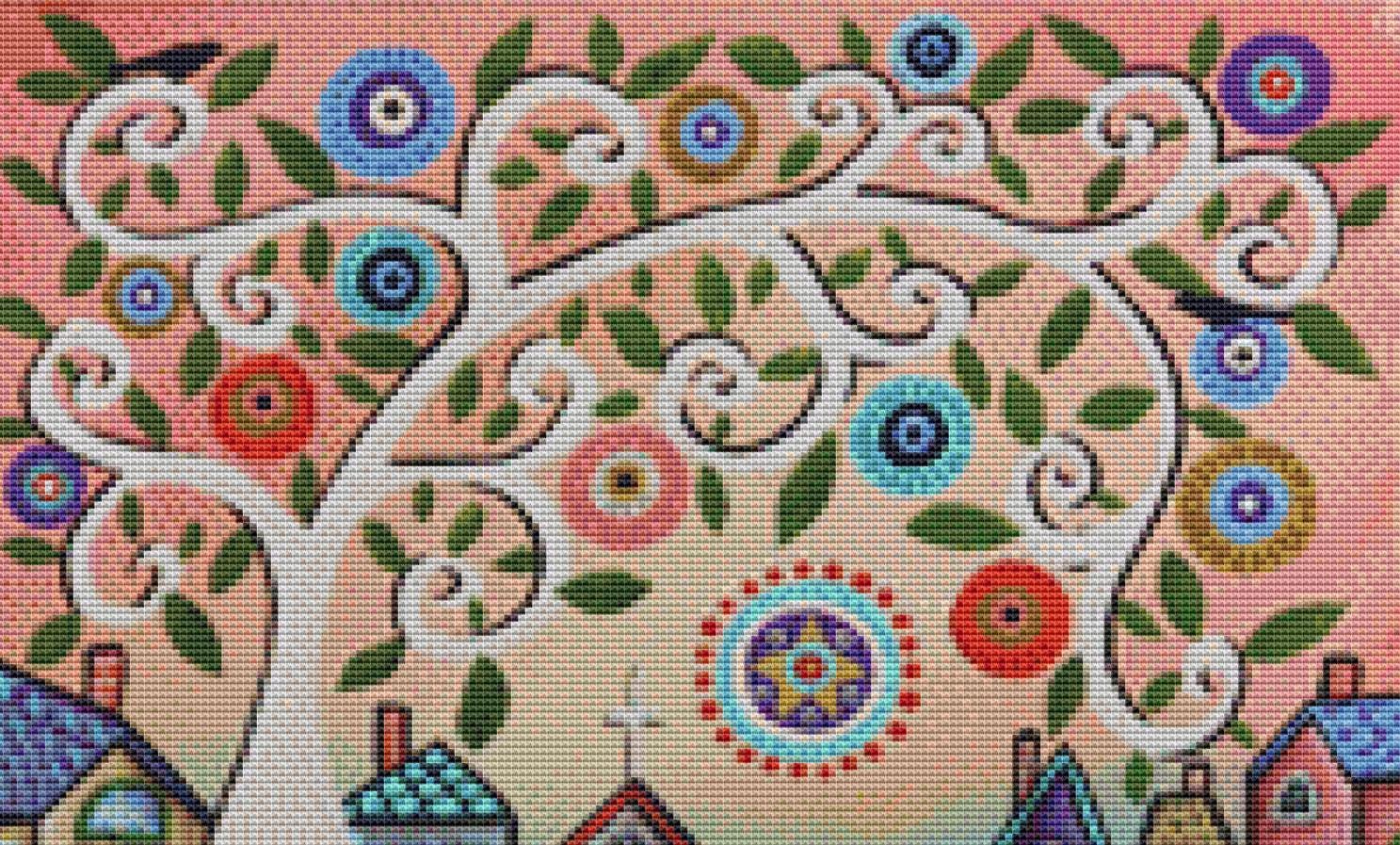 Stained Glass Church (Small) counted cross stitch pattern by Karla Gerard