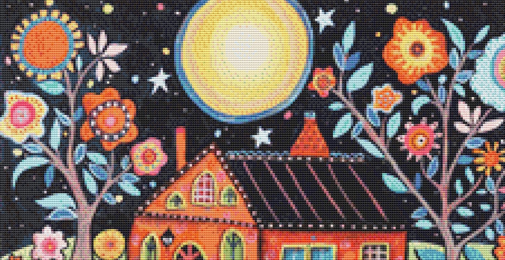 Big Moon (Small) counted cross stitch pattern by Karla Gerard