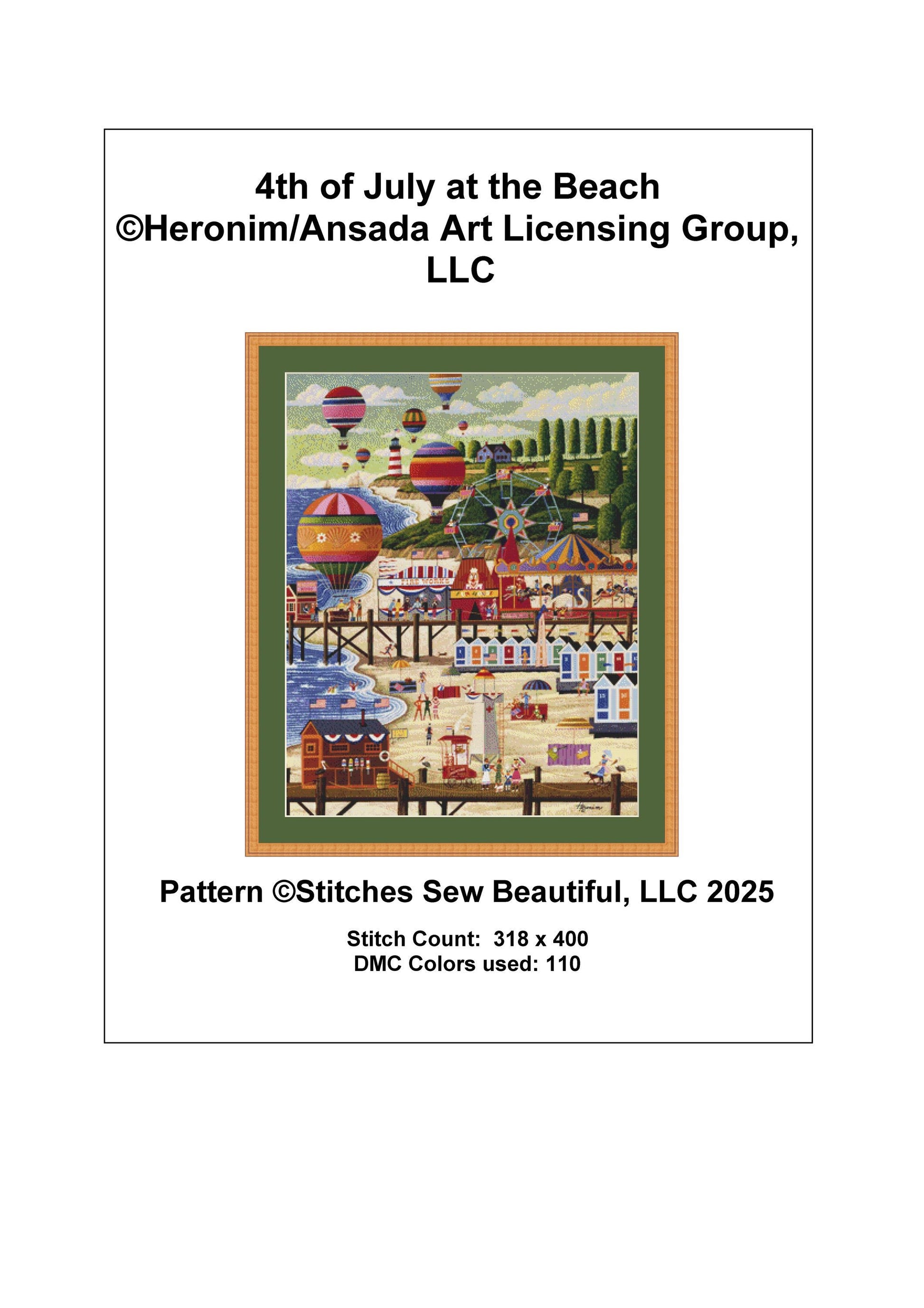 4th of July at the Beach counted cross stitch pattern by Heronim/Ansada Art Licensing Group, LLC