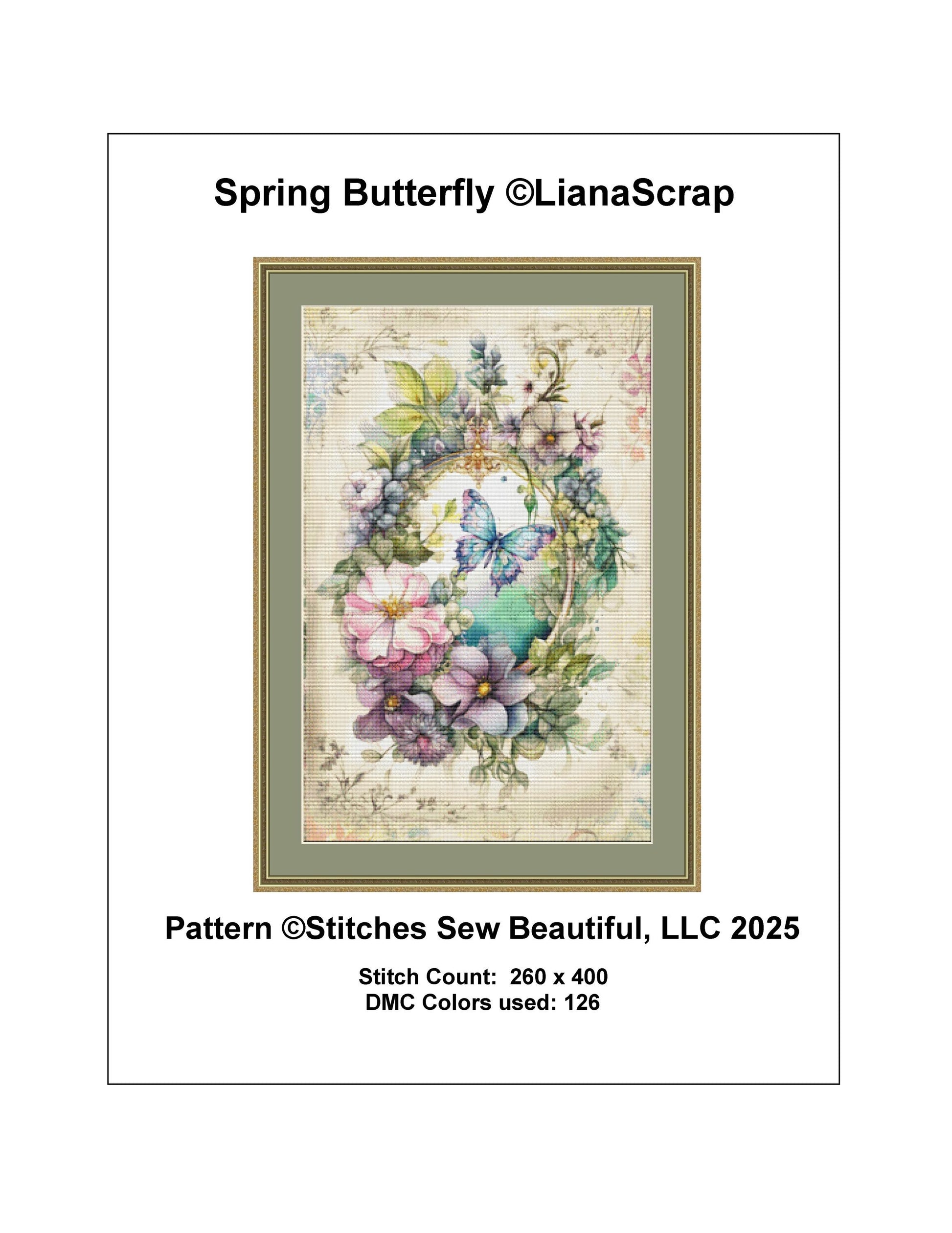 Spring Butterfly counted cross stitch pattern by LianaScrap