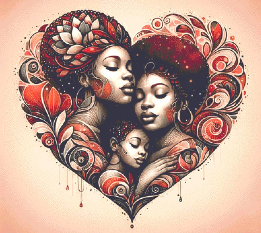Embrace of Generations counted cross stitch pattern by World of Love Hearts/Adrian G. Eyre