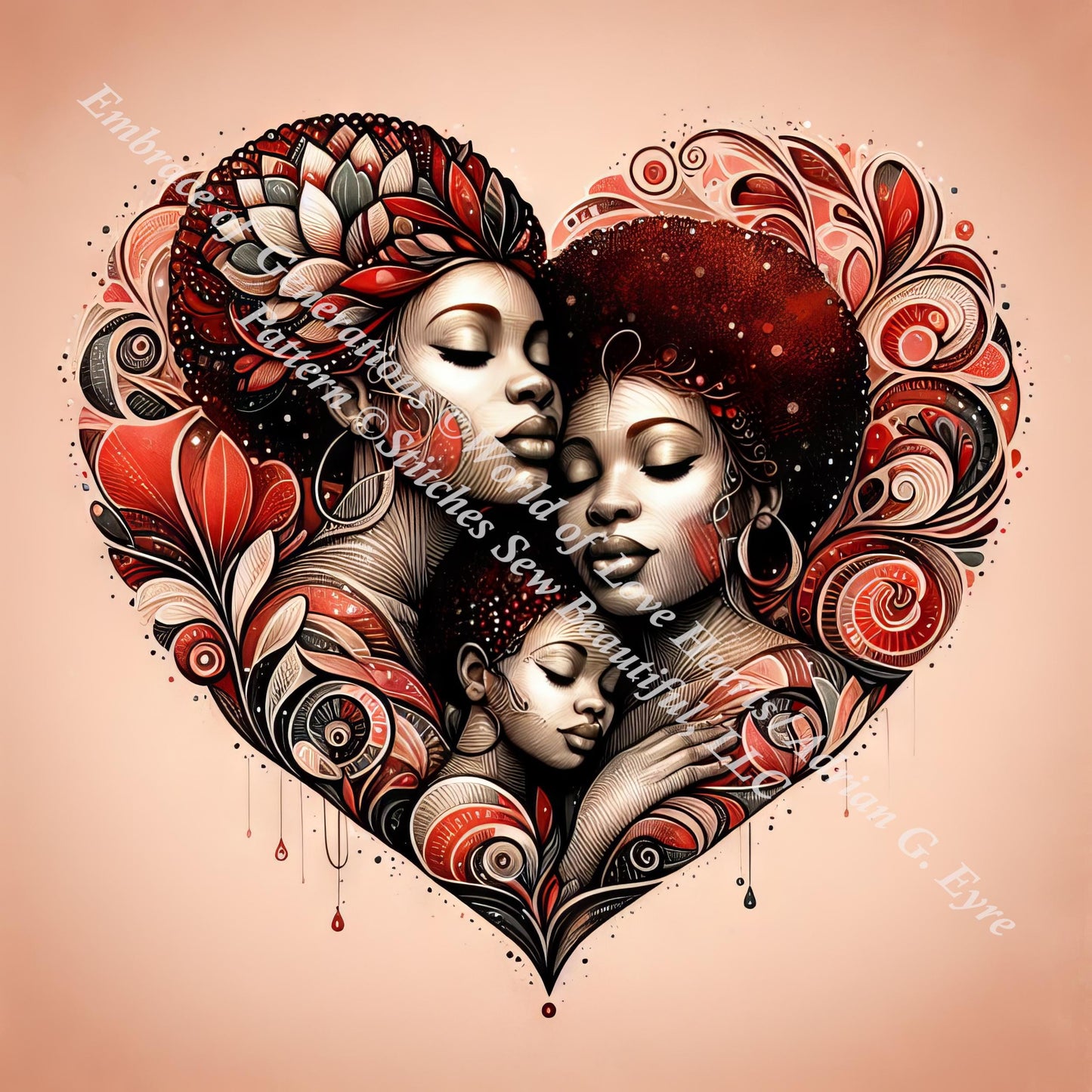 Embrace of Generations counted cross stitch pattern by World of Love Hearts/Adrian G. Eyre
