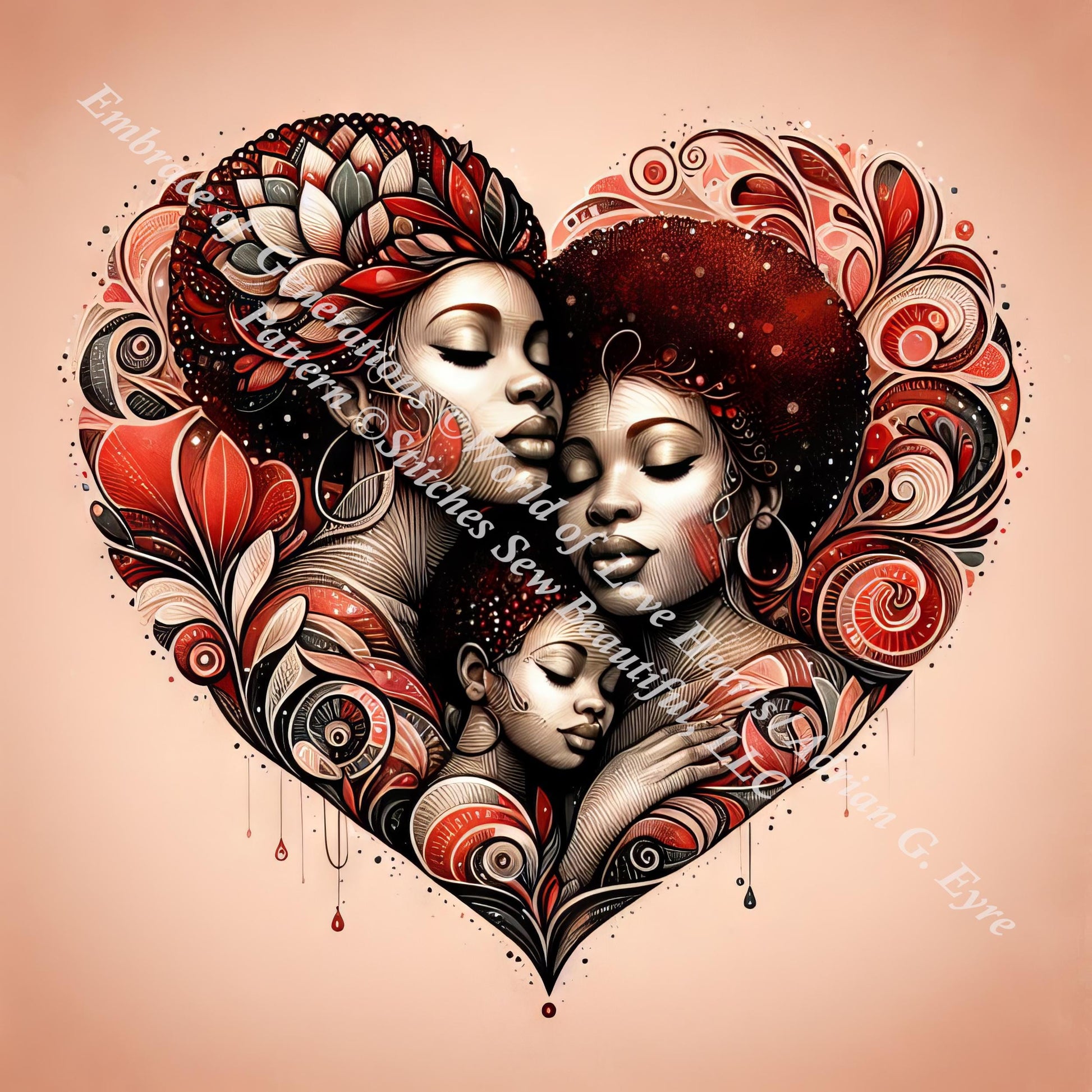 Embrace of Generations counted cross stitch pattern by World of Love Hearts/Adrian G. Eyre
