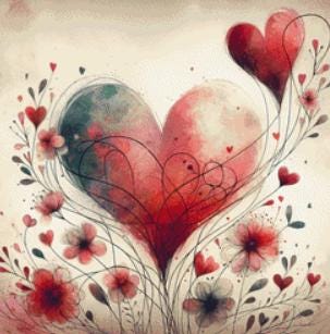 Love and Flowers Entwined (Small) counted cross stitch pattern by World of Love Hearts/Adrian G. Eyre