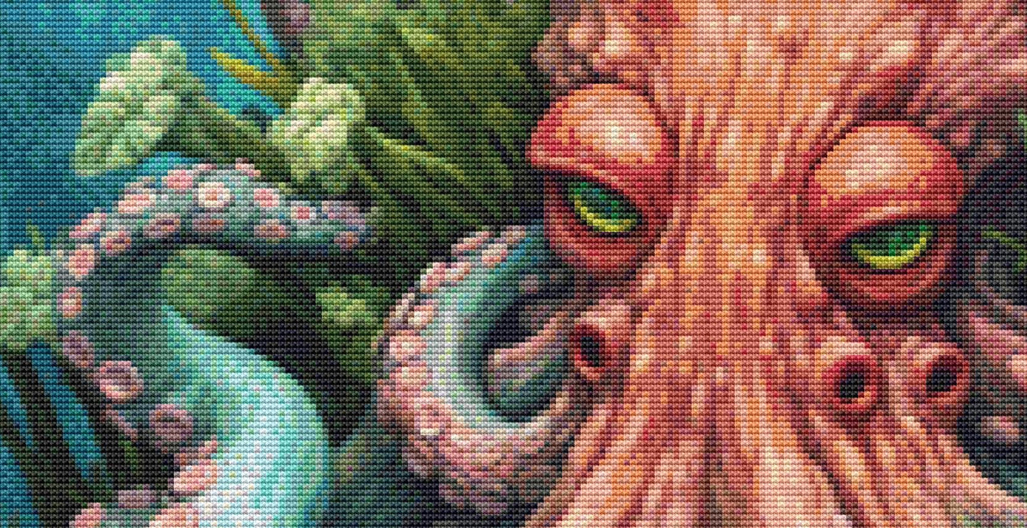 Under the Sea Octopus counted cross stitch pattern by Raven Printable Designs