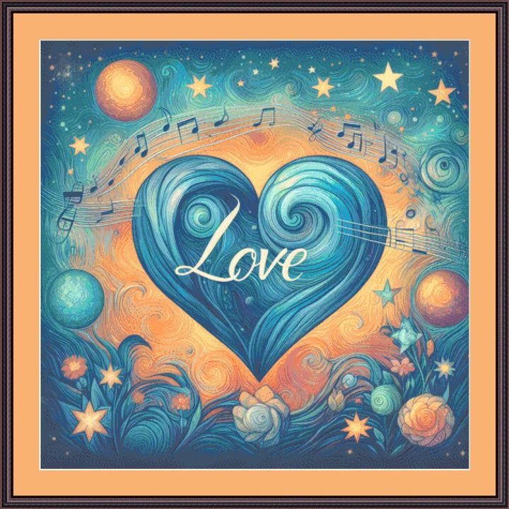 Stellar Symphony of Love counted cross stitch pattern by World of Love Hearts/Adrian G. Eyre