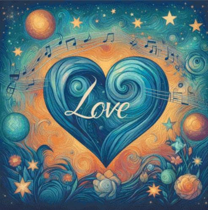 Stellar Symphony of Love counted cross stitch pattern by World of Love Hearts/Adrian G. Eyre