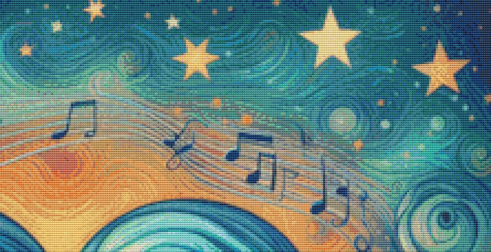 Stellar Symphony of Love counted cross stitch pattern by World of Love Hearts/Adrian G. Eyre