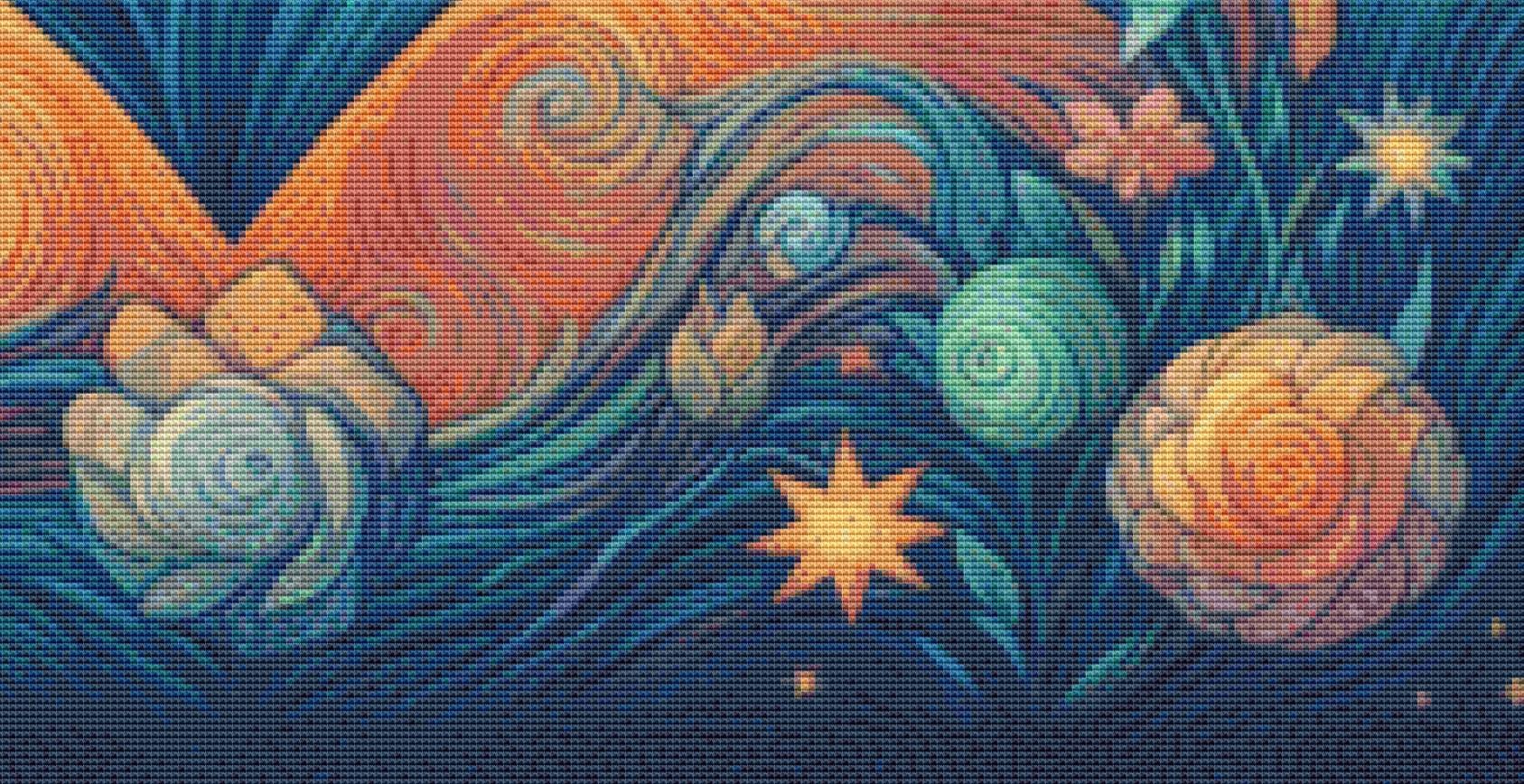 Stellar Symphony of Love counted cross stitch pattern by World of Love Hearts/Adrian G. Eyre