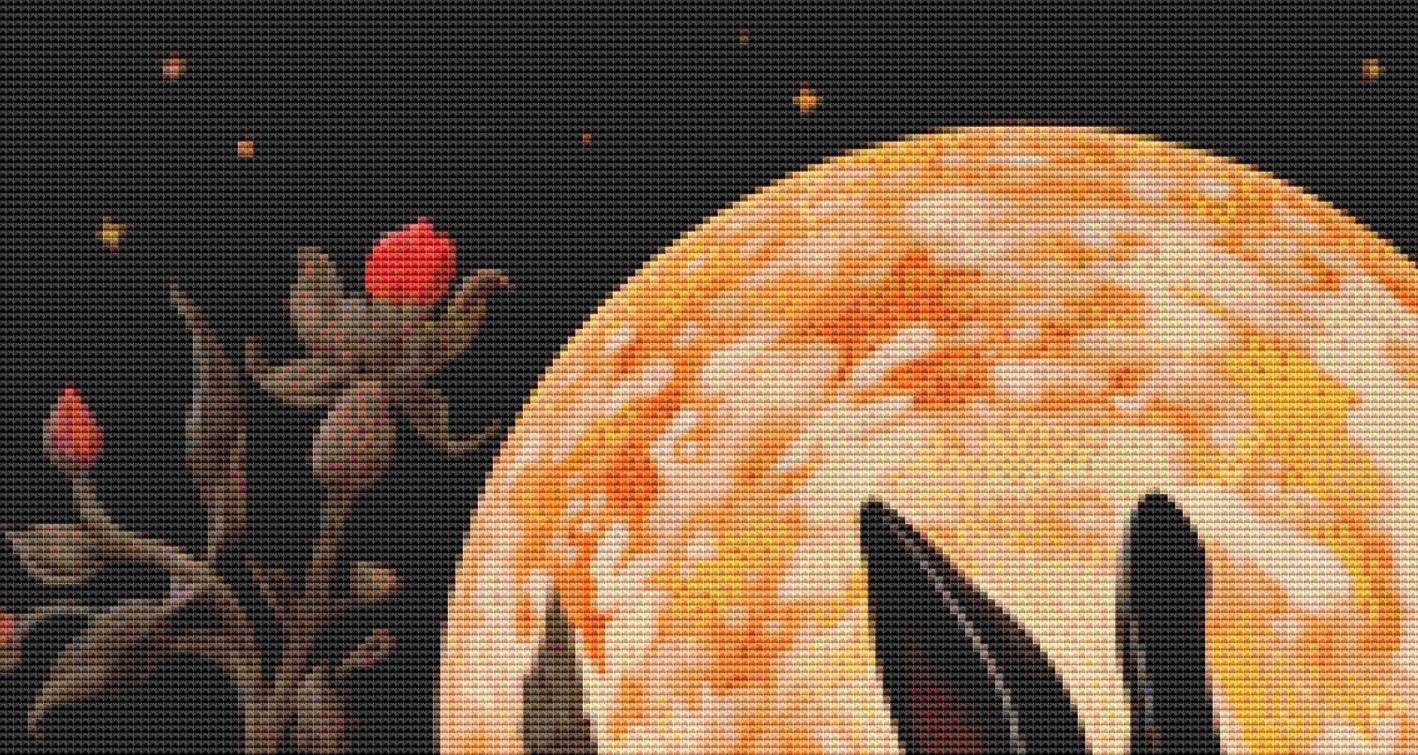 Gothic Botanical Rabbit counted cross stitch pattern by Dutch Lady Mystic Art