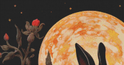 Gothic Botanical Rabbit counted cross stitch pattern by Dutch Lady Mystic Art