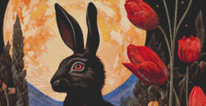 Gothic Botanical Rabbit counted cross stitch pattern by Dutch Lady Mystic Art
