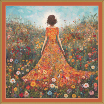 Woman in a Field of Flowers 1 (Max Size/Color) counted cross stitch pattern by Eder Jose Rosa