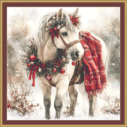 Christmas Pony (Max Size/Color) counted cross stitch pattern by Clip Art Studio X