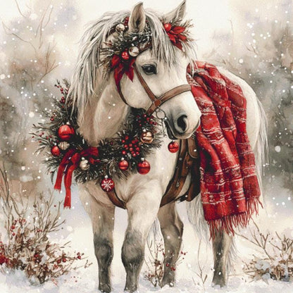 Christmas Pony (Max Size/Color) counted cross stitch pattern by Clip Art Studio X