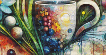 Sunshine, Flowers, and a Perfectly Brewed Cup of Coffee counted cross stitch pattern by World of Love Hearts/Adrian G. Eyre