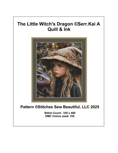 The Little Witch's Dragon counted cross stitch pattern by Serr.Kai A Quill & Ink