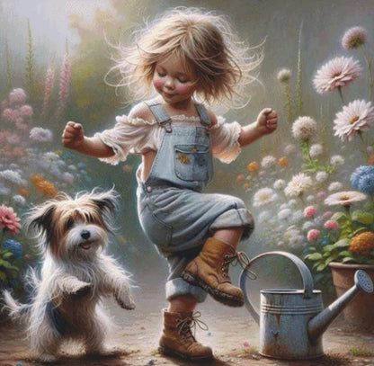 Who Says You Can't Teach an Old Dog New Tricks (Max Size/Color) counted cross stitch pattern by Ingrid Jean AI Art