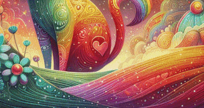 Cosmic Feline Fantasy counted cross stitch pattern by World of Love Hearts/Adrian G. Eyre